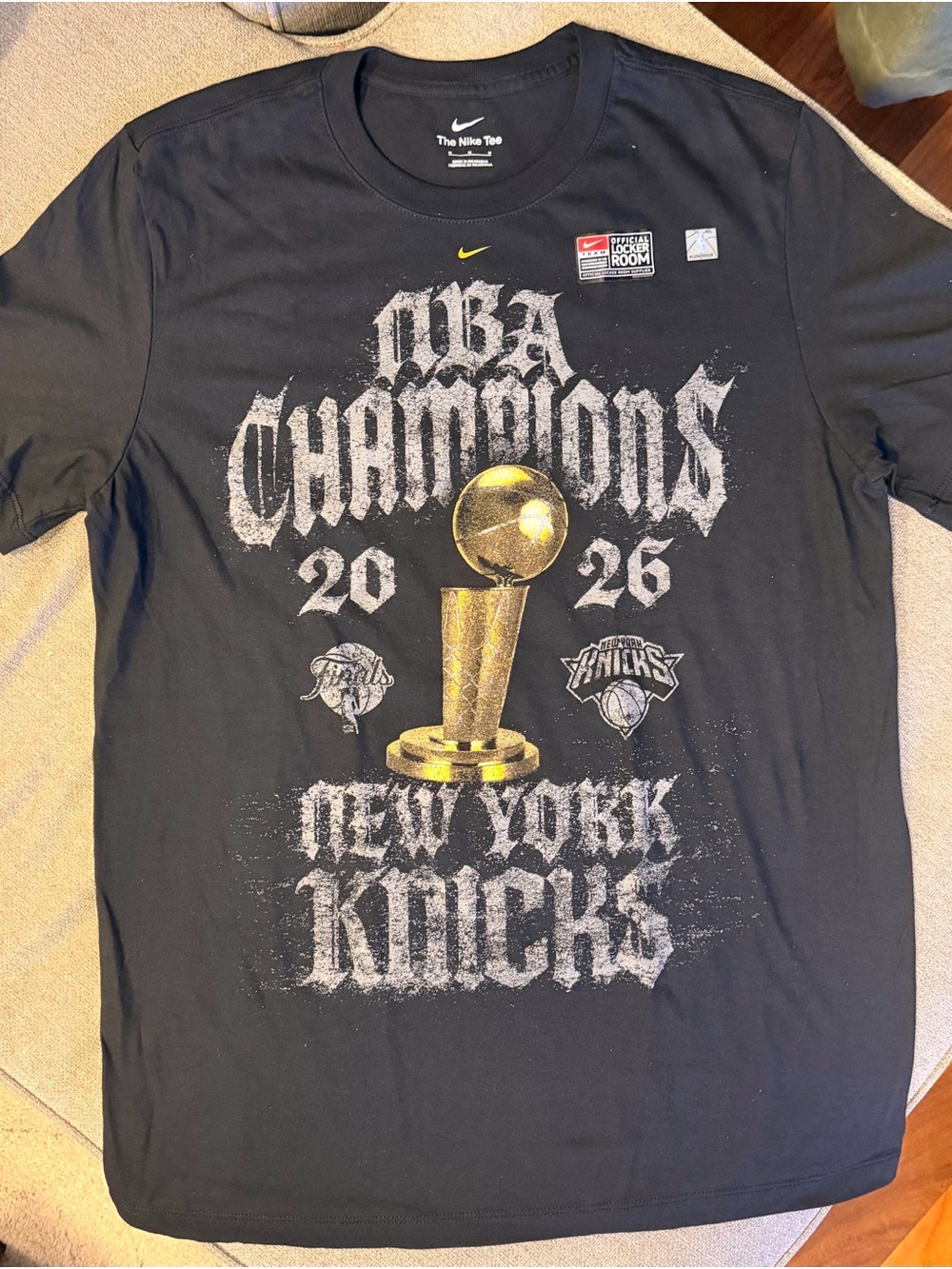 Unisex New York Knicks Nike Black 2026 NBA Finals Champions Locker Room Tshirt